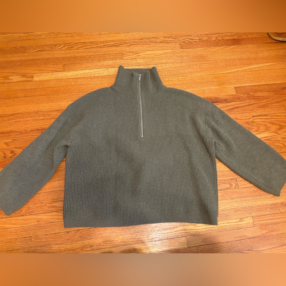 H&M Olive Green Women's Sweater Quarter Zip Size Large